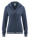 Maglia donna con cappuccio e zip, cotone biologico e canapa
