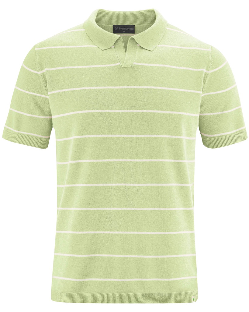 Polo shirt a righe in pura canapa e cotone biologico