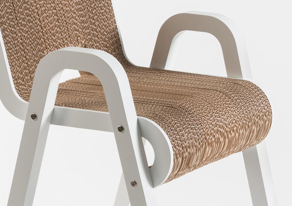 PREZZO SU RICHIESTA - Less Chair- sedia in cartone e legno bianco