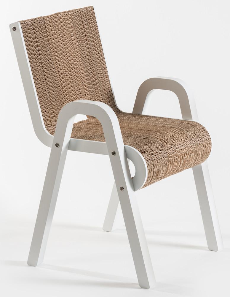 PREZZO SU RICHIESTA - Less Chair- sedia in cartone e legno bianco