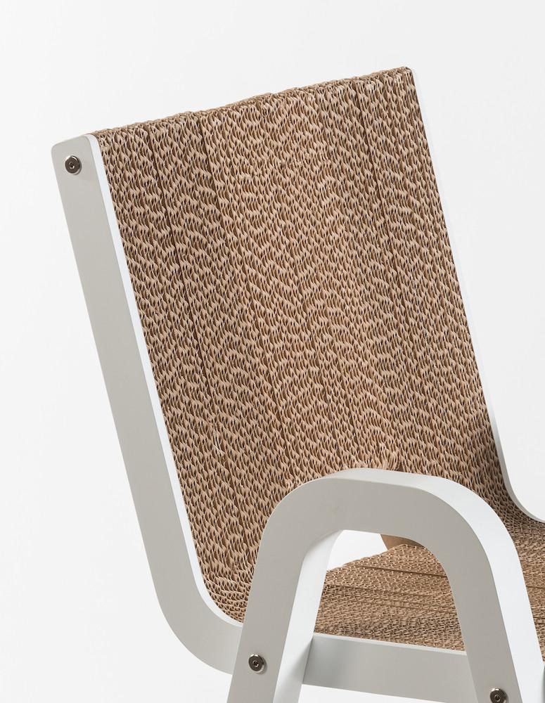 PREZZO SU RICHIESTA - Less Chair- sedia in cartone e legno bianco