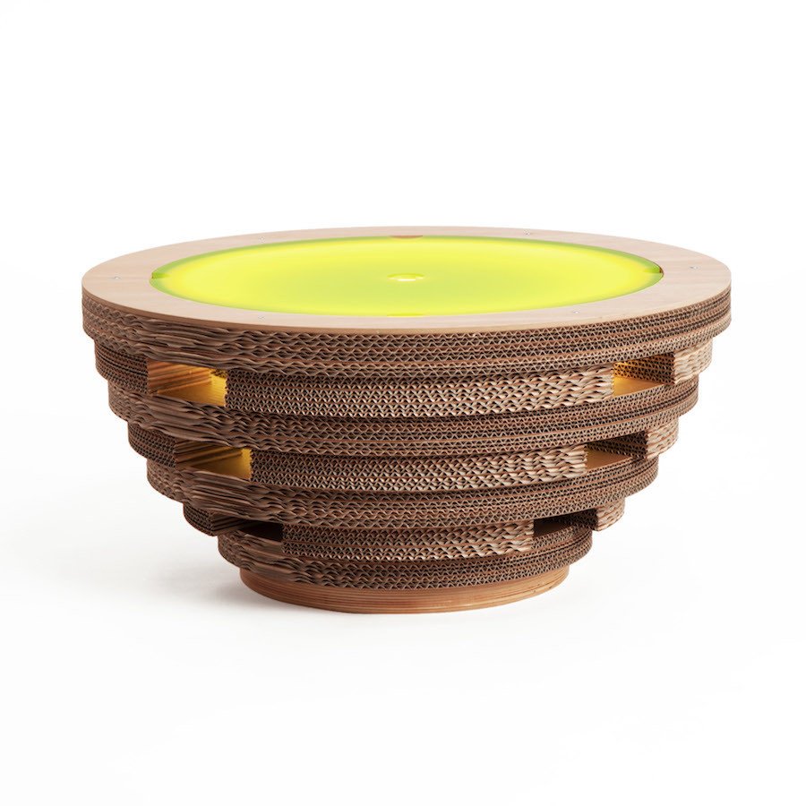 PREZZO SU RICHIESTA - Tavolino Tappo in cartone e legno - lime