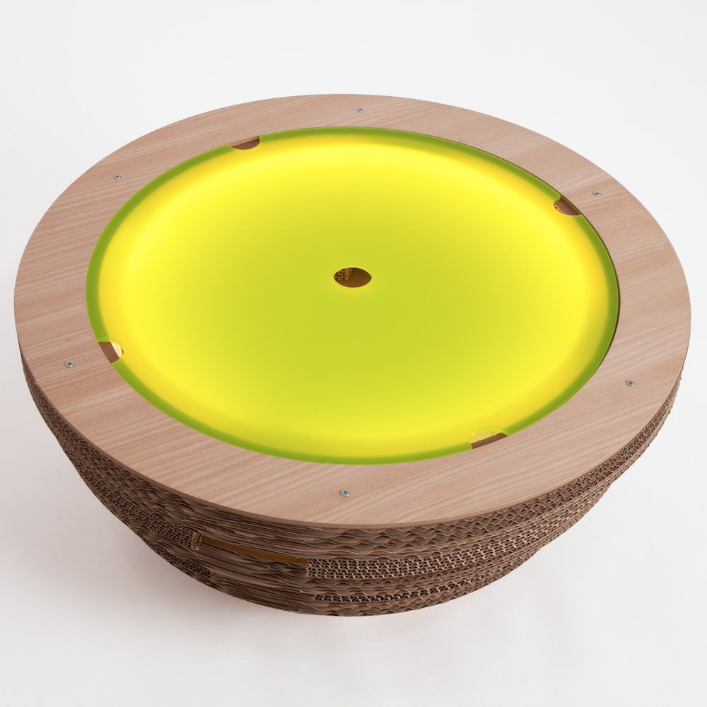 PREZZO SU RICHIESTA - Tavolino Tappo in cartone e legno - lime