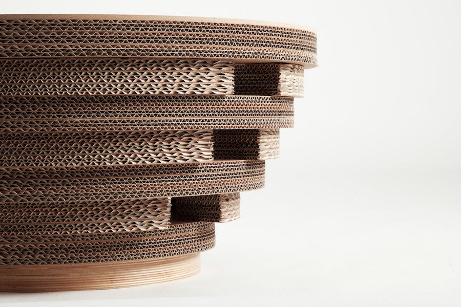 PREZZO SU RICHIESTA - Tavolino Tappo in cartone e legno - lime