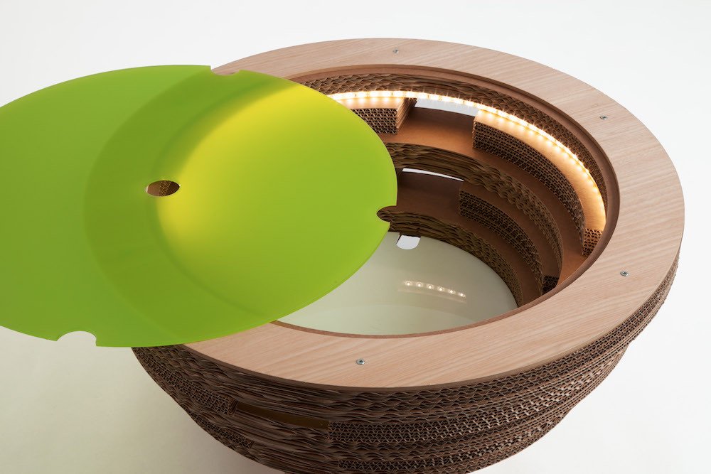 PREZZO SU RICHIESTA - Tavolino Tappo in cartone e legno - lime