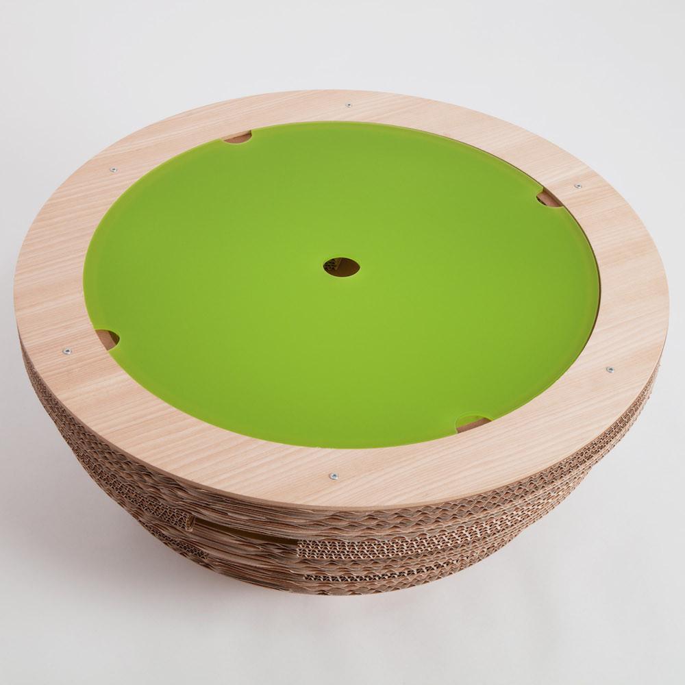 PREZZO SU RICHIESTA - Tavolino Tappo in cartone e legno - lime