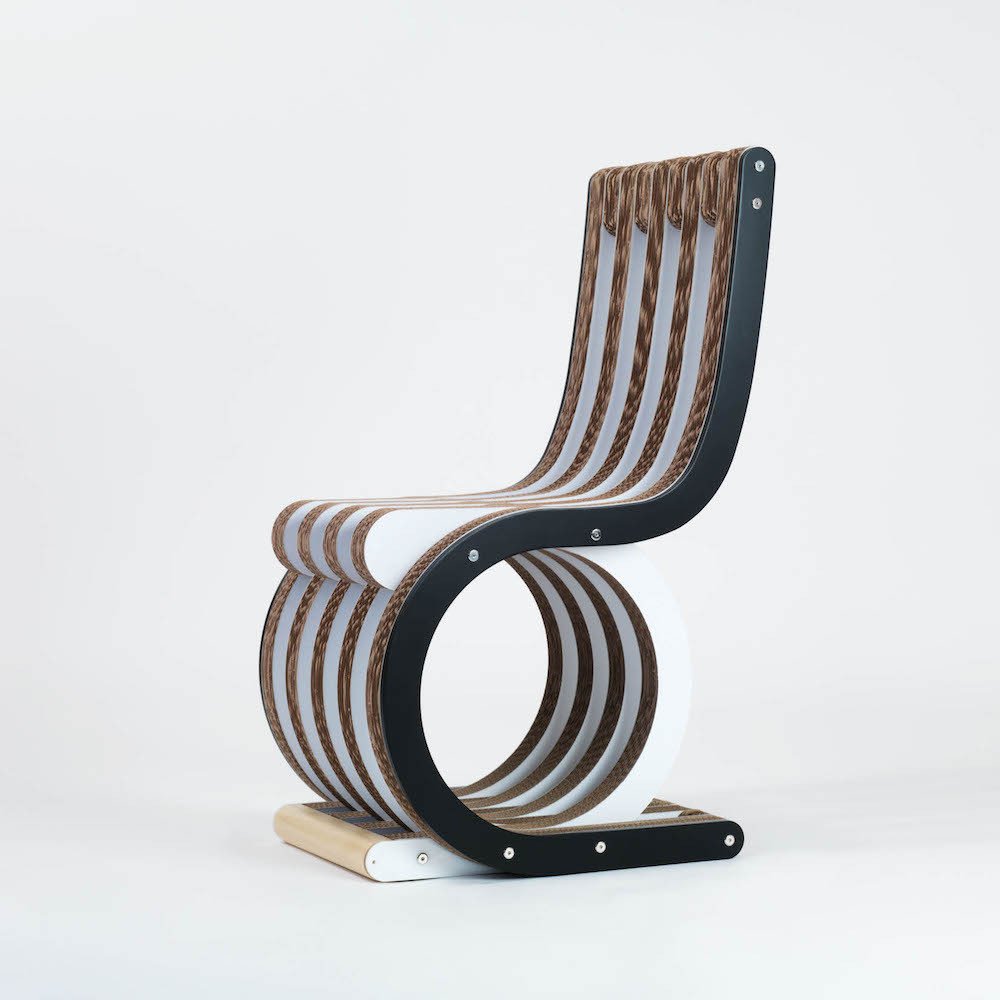 PREZZO SU RICHIESTA - Twist Chair - sedia in cartone e legno laccato