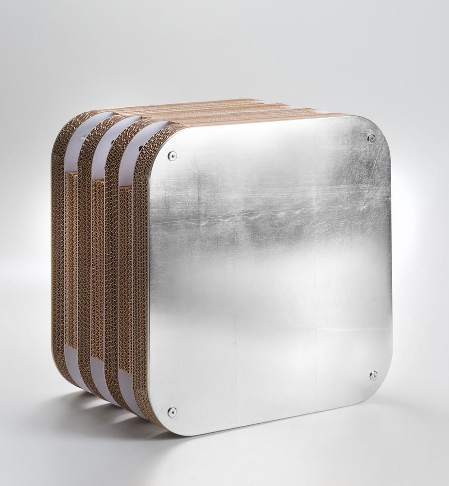 PREZZO SU RICHIESTA - More Light - Modulo libreria Cartone 45 - Foglia Argento