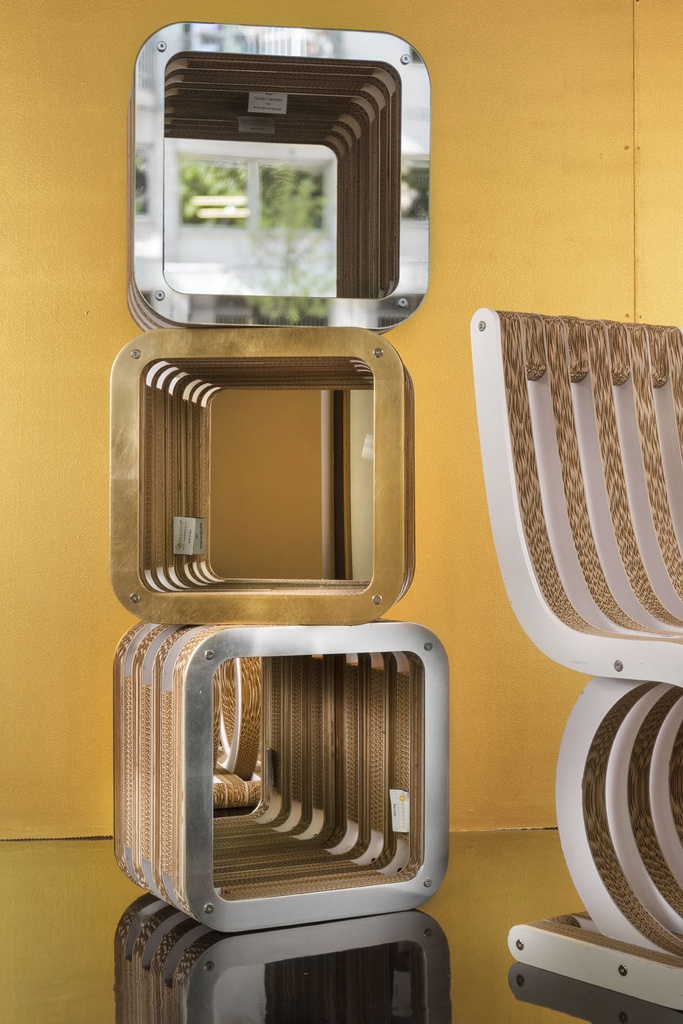 PREZZO SU RICHIESTA - More Light - Modulo libreria Cartone 45 - Foglia Argento