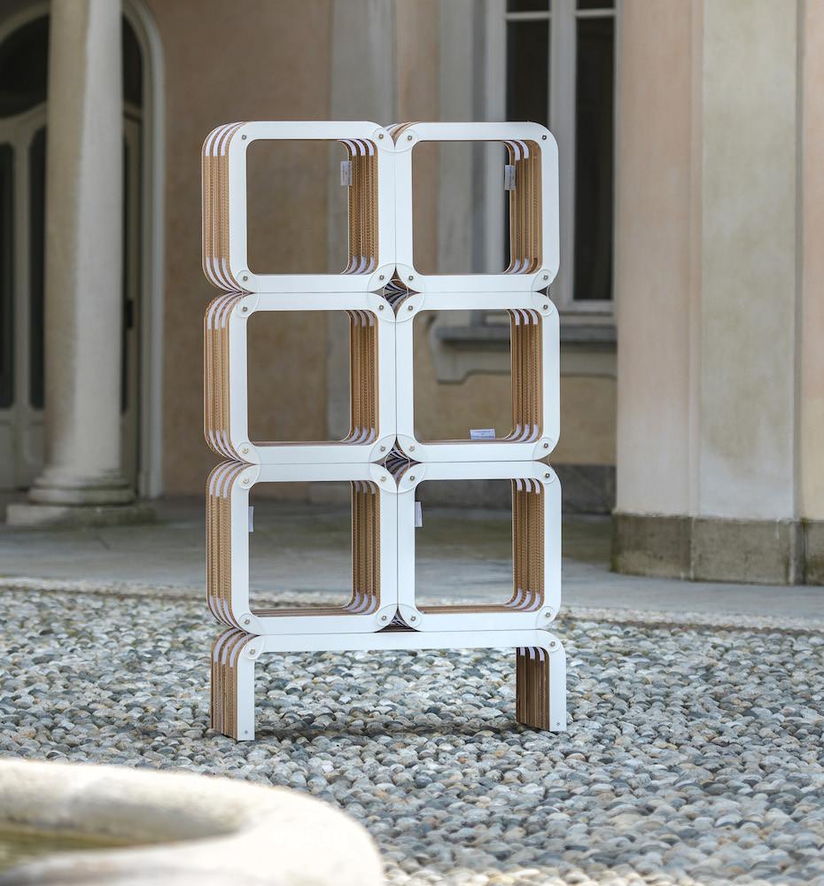 PREZZO SU RICHIESTA - More Light - libreria cartone e legno laccato bianco