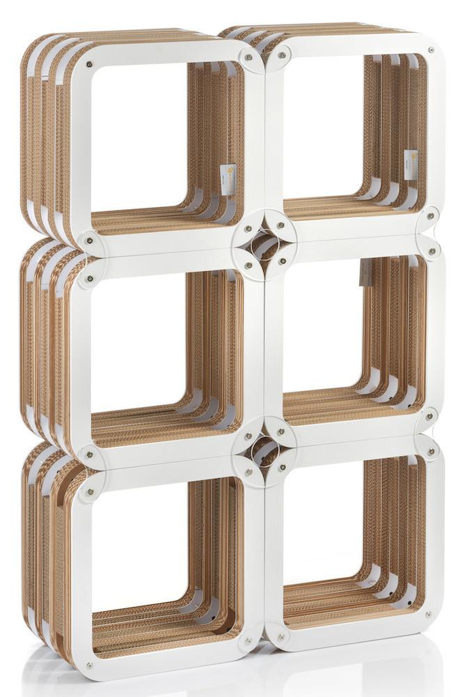 PREZZO SU RICHIESTA - More Light - libreria cartone e legno laccato bianco