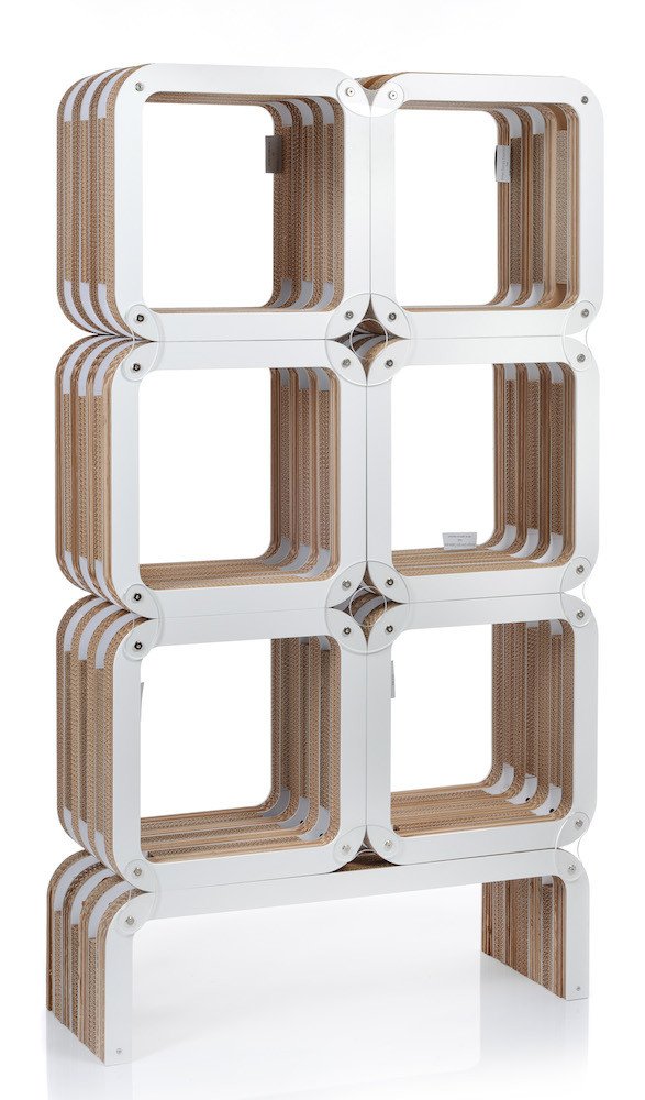 PREZZO SU RICHIESTA - More Light - libreria cartone e legno laccato bianco